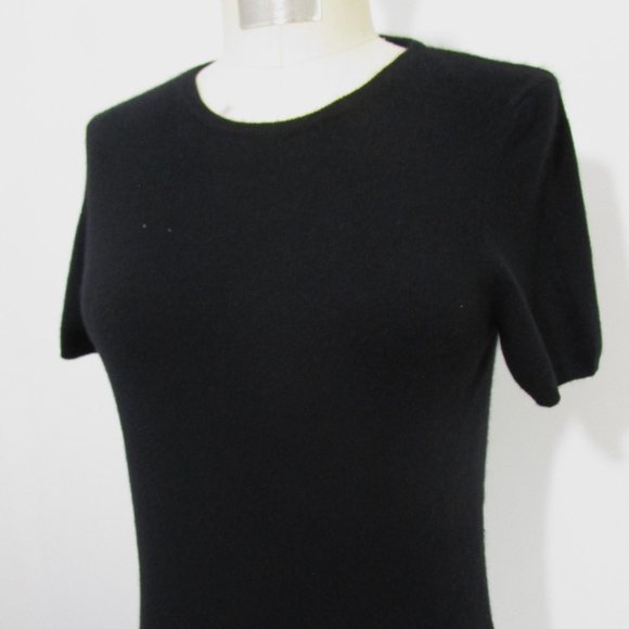 M Black CASHMERE Pullover Knit Sweater Short Sleeve Cuddly Fuzzy - Picture 2 of 8